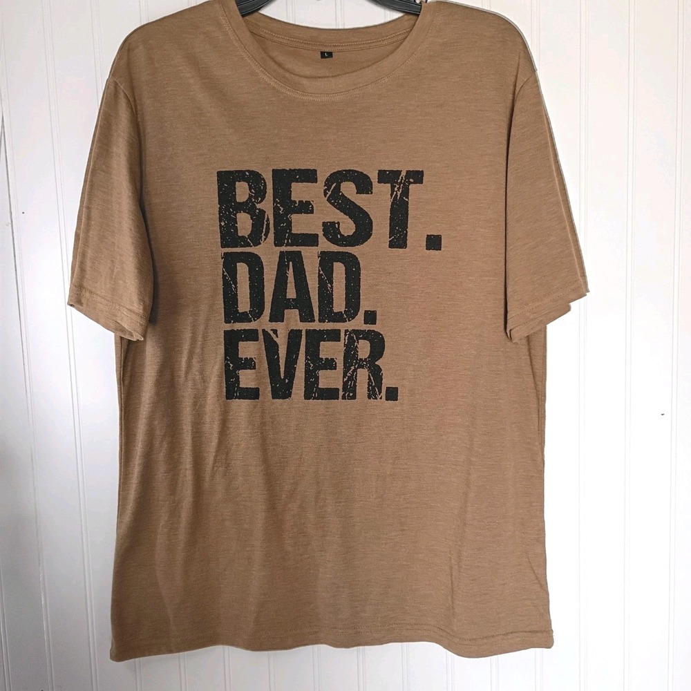 Best Dad Ever Brown Men's Size Large Lightweight Casual Graphic T-shirt EUC